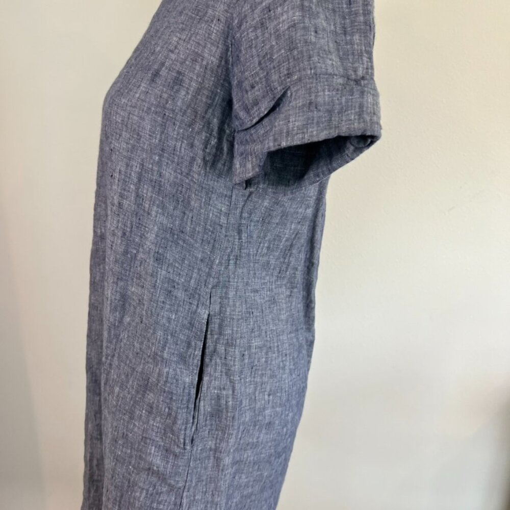 Roberta Roller Rabbit Blue Linen Chambray Short Sleeve Hinata Shift Dress XS - Picture 2 of 4